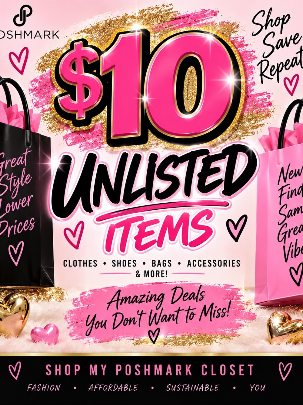 Unlisted Pink & Gold $10 Promotion Banner